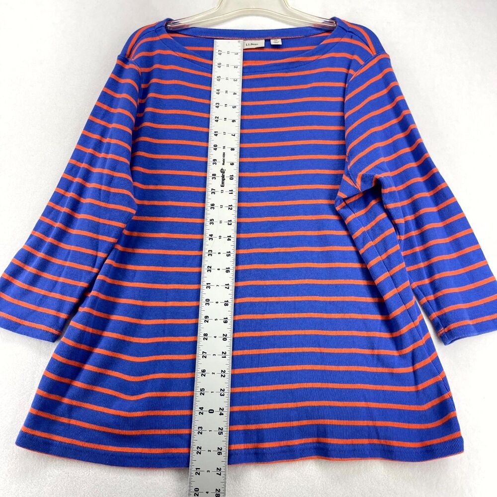 L.L. Bean Blue/Orange Striped Three-Quarter Sleeve Cotton T-shirt Ladies Size 2X - Picture 9 of 10